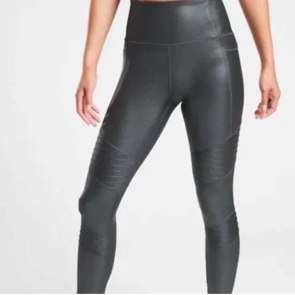 Athleta leggings womens Inclination black Moto Shimmer Tight size medium - Picture 2 of 9